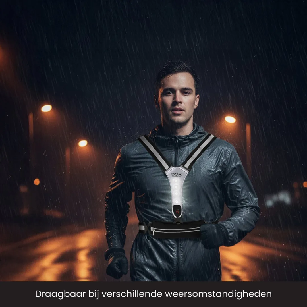 R2B Hardloopvest Grijs - USB-C Oplaadbaar - Reflecterend