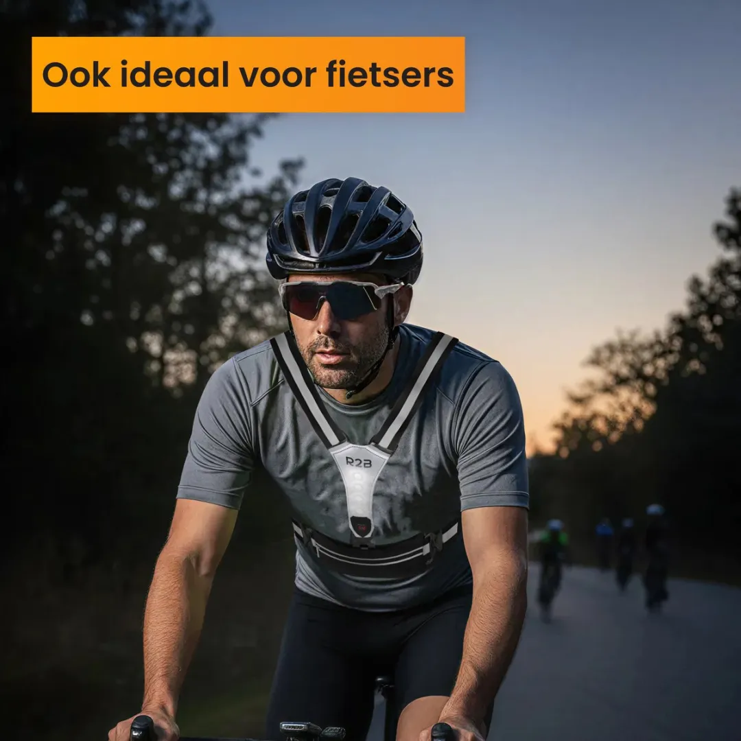 R2B Hardloopvest Grijs - USB-C Oplaadbaar - Reflecterend