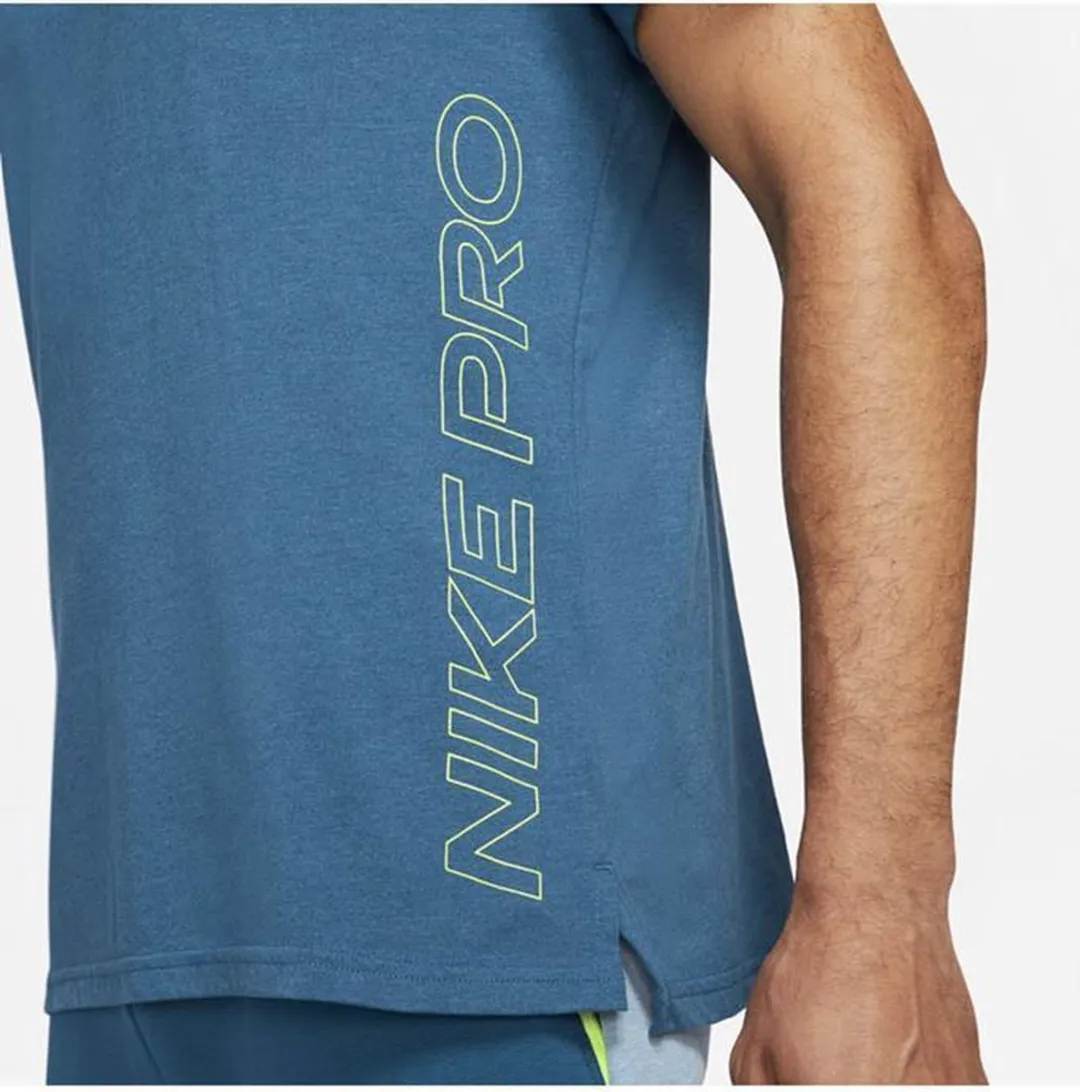 Nike Pro Dri-FIT Burnout Shirt Heren DD1828-476 - S - Blauw