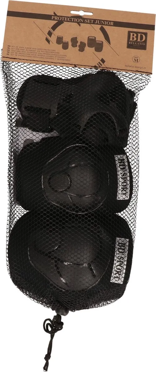 Bellatio Design Skate Beschermset M - 6-8 jaar - Zwart