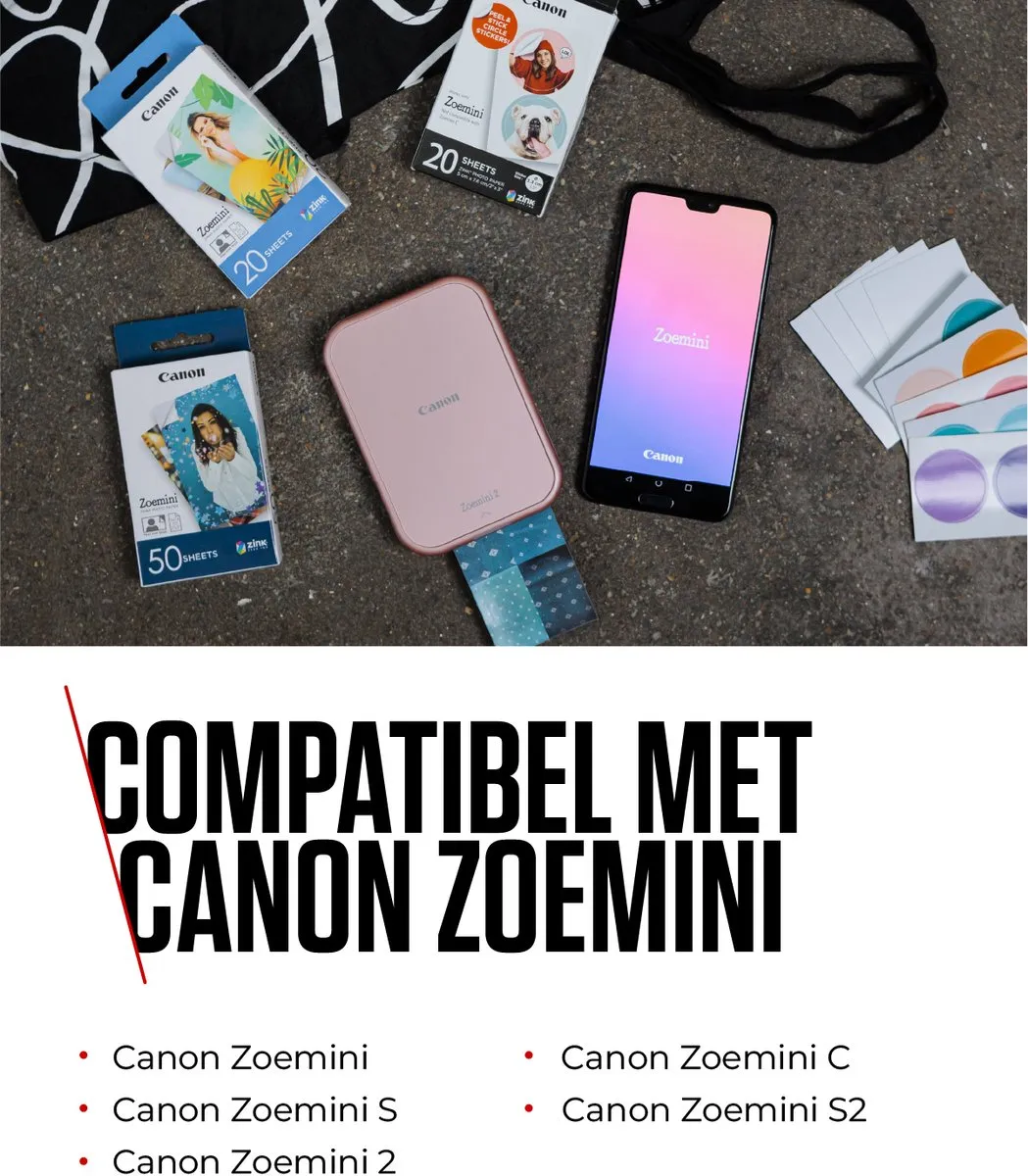 Canon ZINK Zelfklevend Fotopapier 20 Stuks - Card formaat