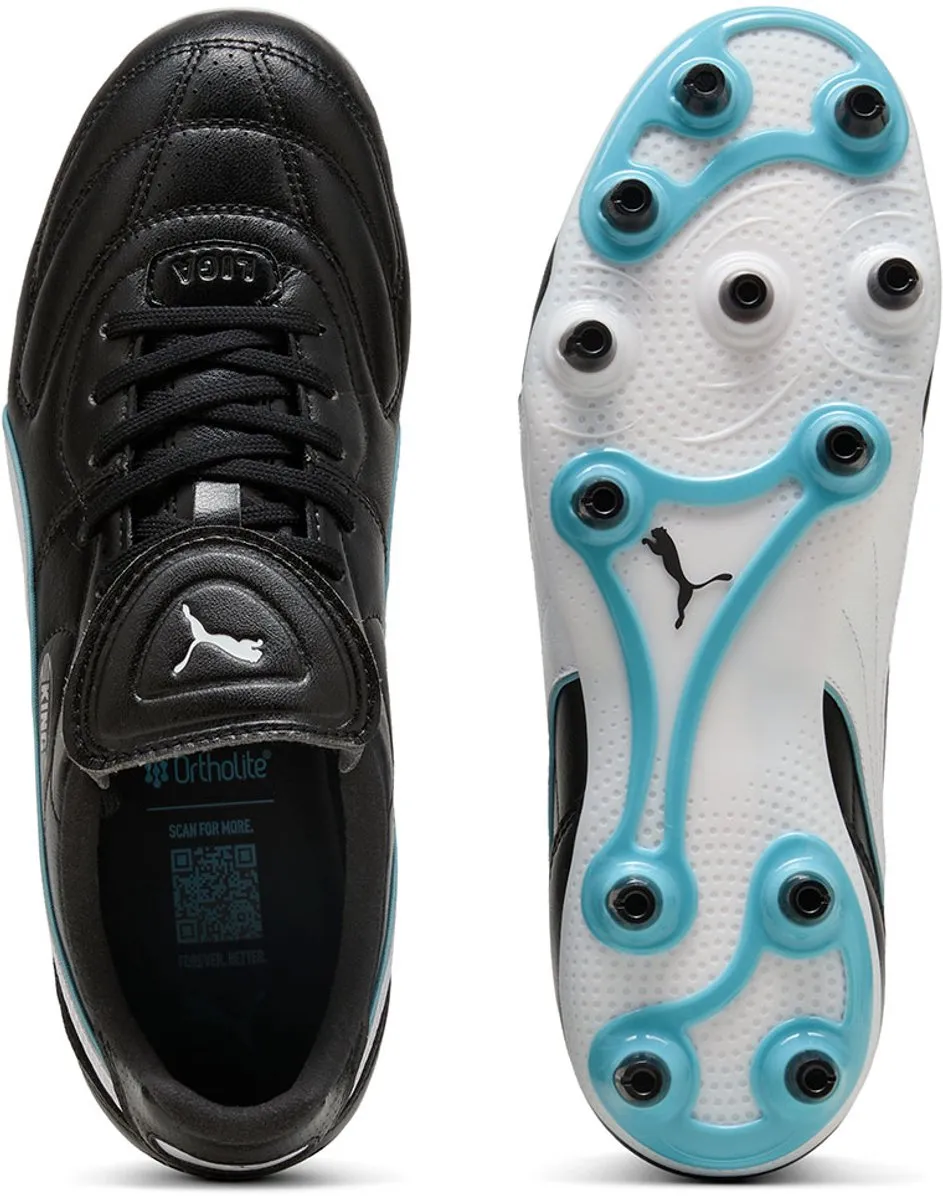 PUMA King Liga FG/AG Voetbalschoenen Dames - 37 - Zwart/Wit/Aqua