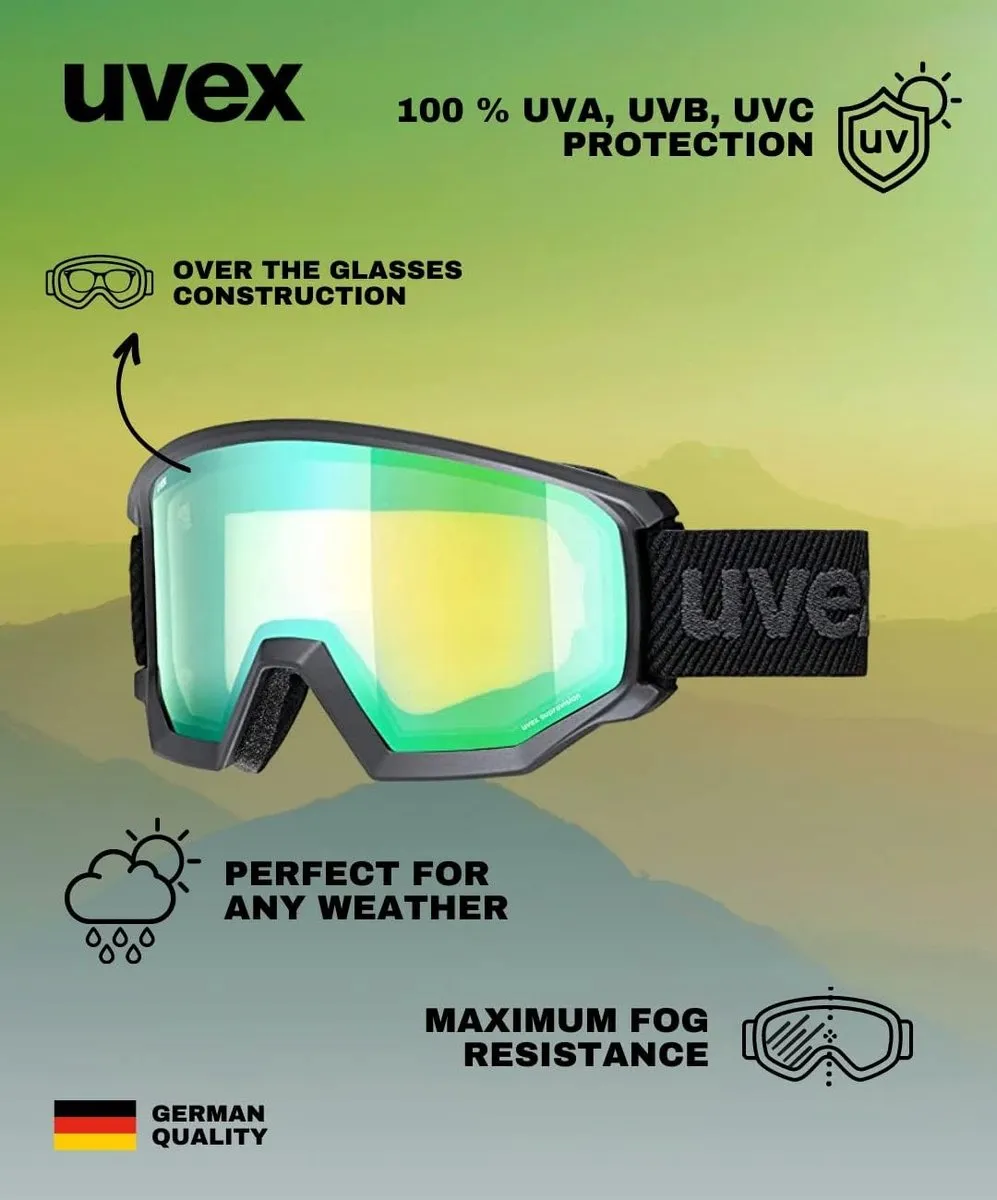 Uvex Sferische Skibril Groen Anti-Mist UV400 - Zwart