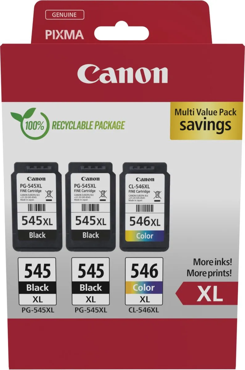 Canon PG-545XL + CL-546XL Inktcartridges