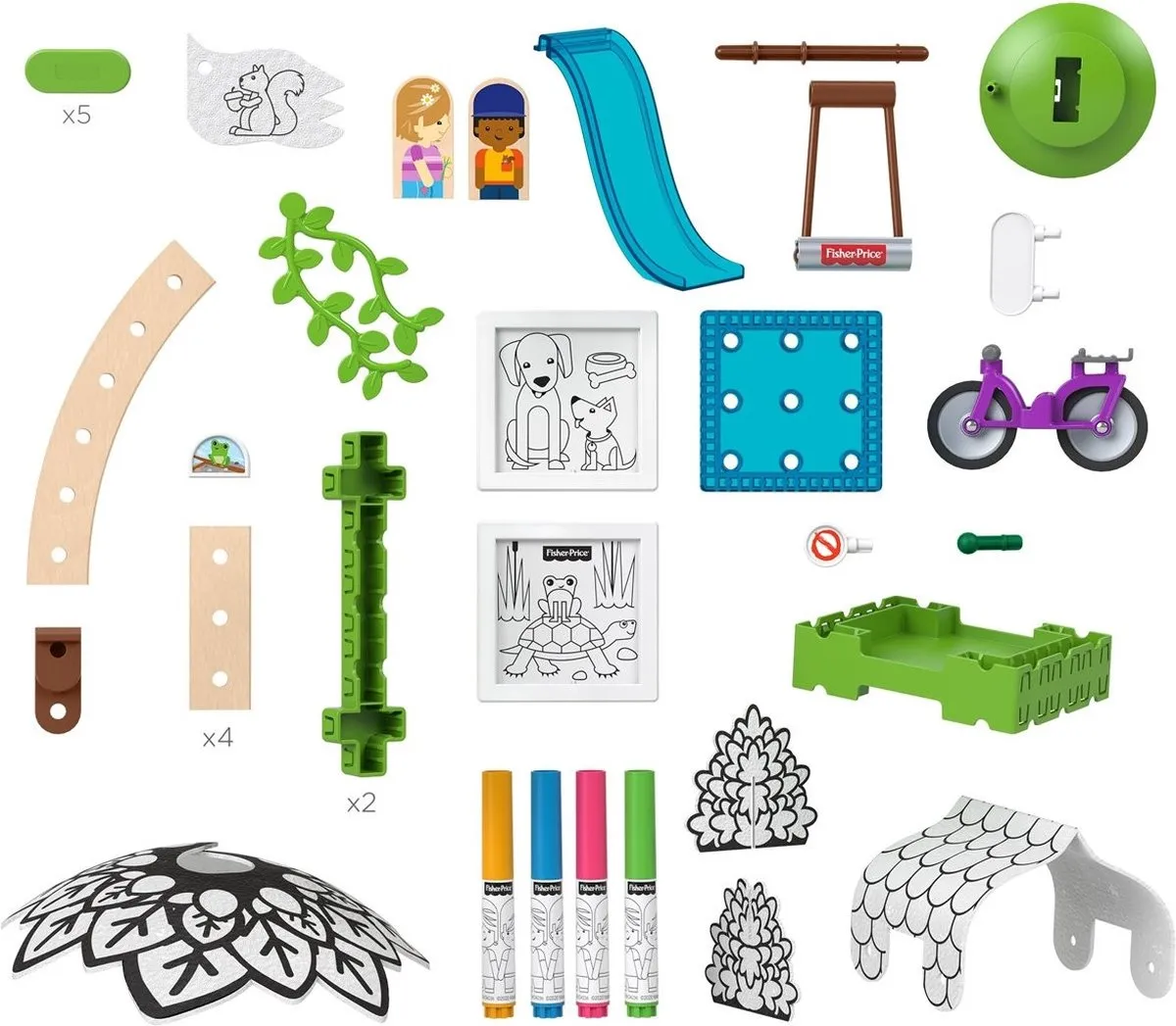 Fisher Price Wonder Makers Boomhuis - 2 Figuren - 35 Stukken - Multicolor