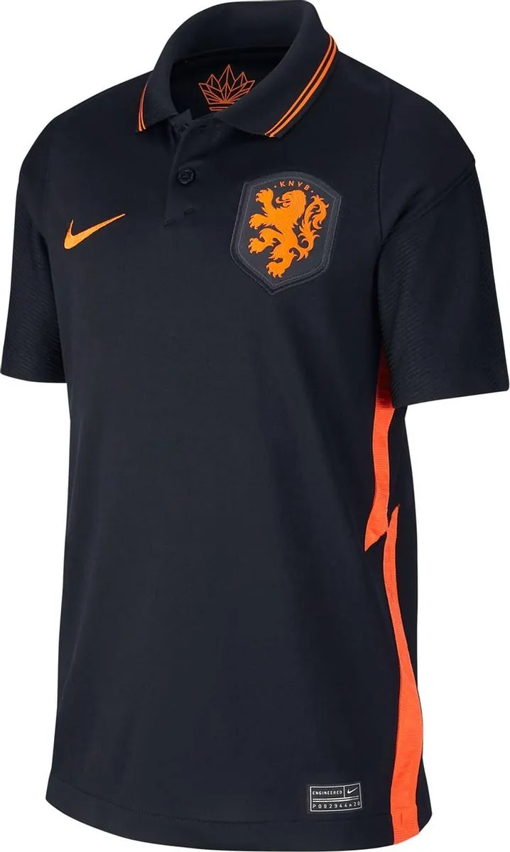 Nike Nederlands Elftal Uitshirt 2020-2022 Kids CD1042-010 - Maat 134 - Zwart/Oranje