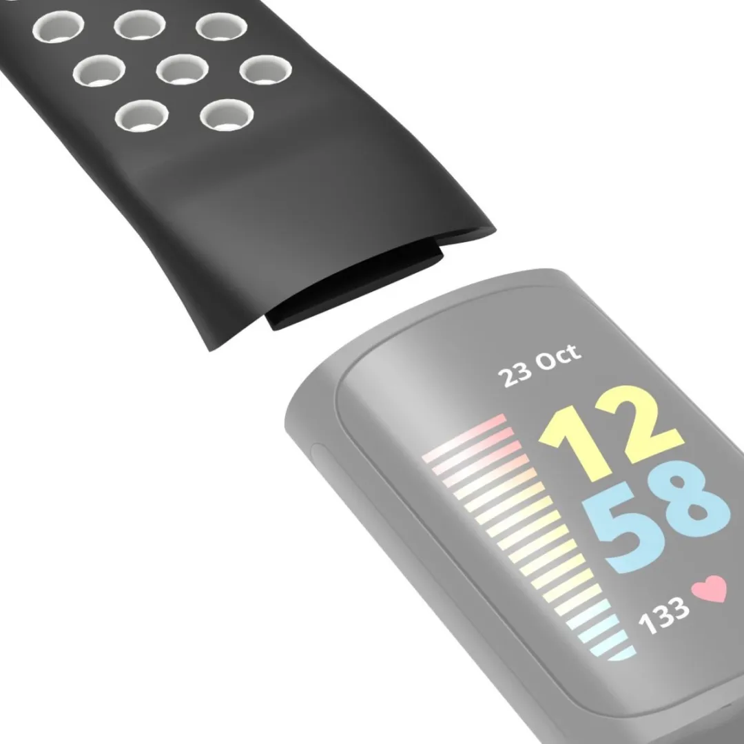 Hama Sportpolsband Fitbit Charge 5 - Zwart/Grijs