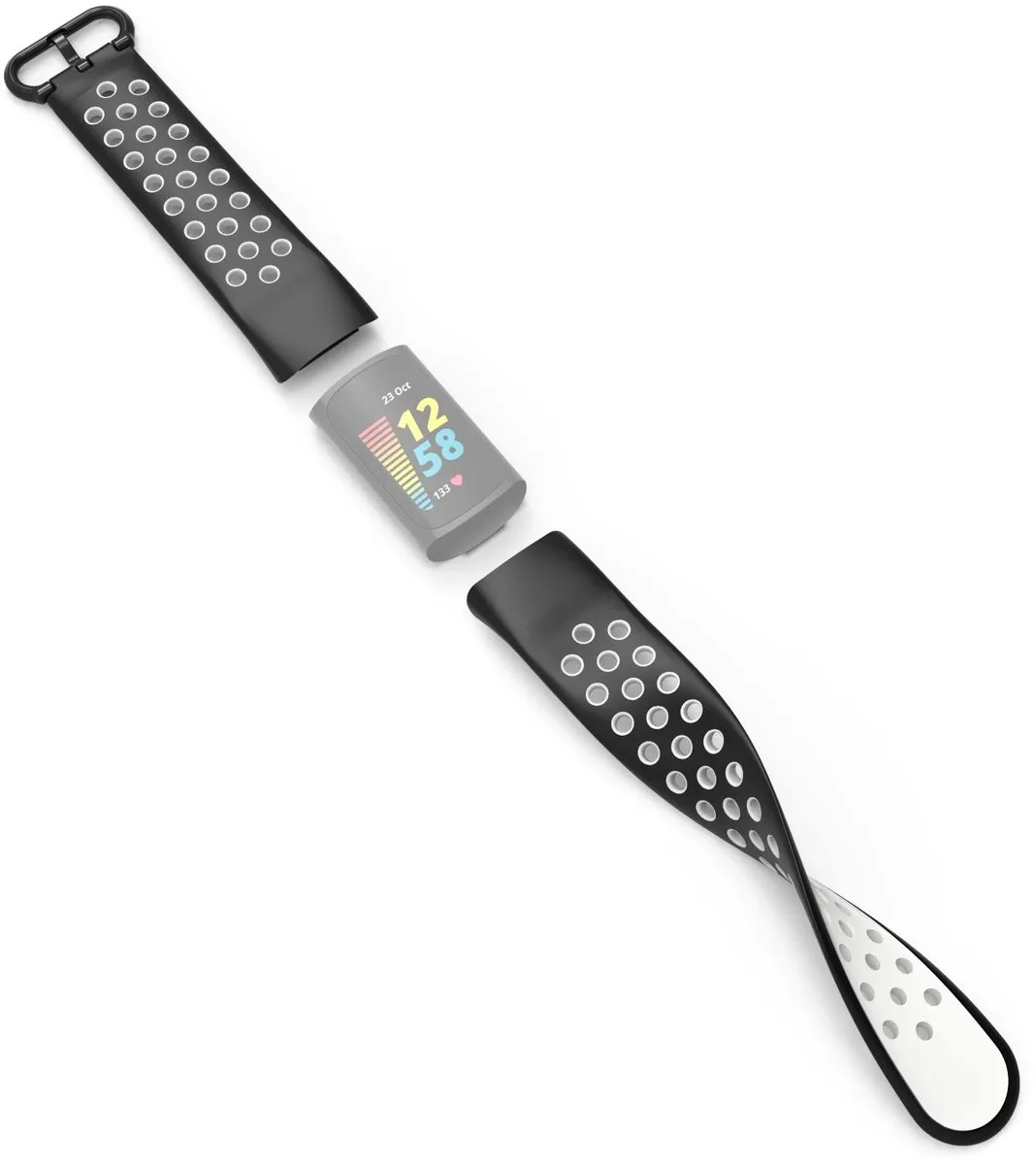Hama Sportpolsband Fitbit Charge 5 - Zwart/Grijs - afbeelding 6 van 6