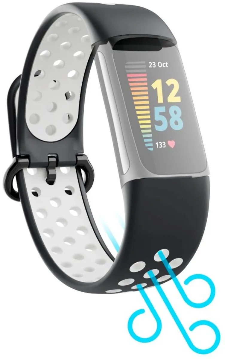 Hama Sportpolsband Fitbit Charge 5 - Zwart/Grijs