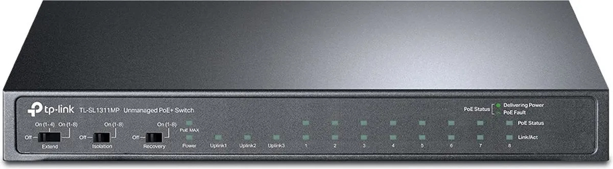 TP-Link TL-SL1311MP Unmanaged Switch 10x PoE - 124W - Zwart