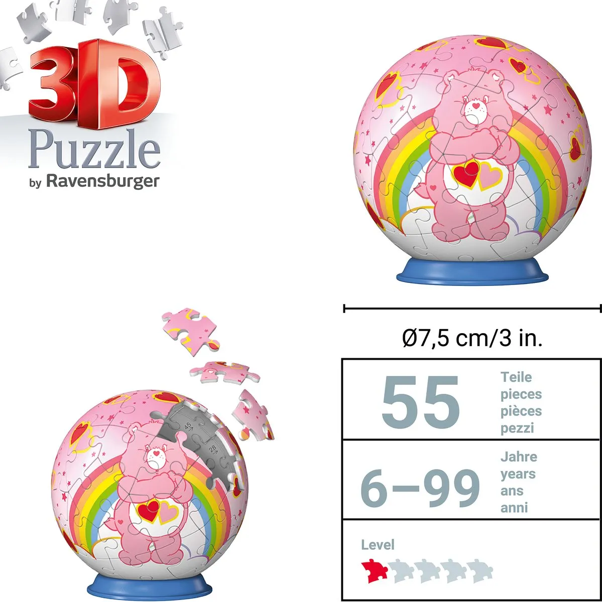 Ravensburger Care Bears Love-a-Lot Bear 3D Puzzle-Ball 55 Stukjes
