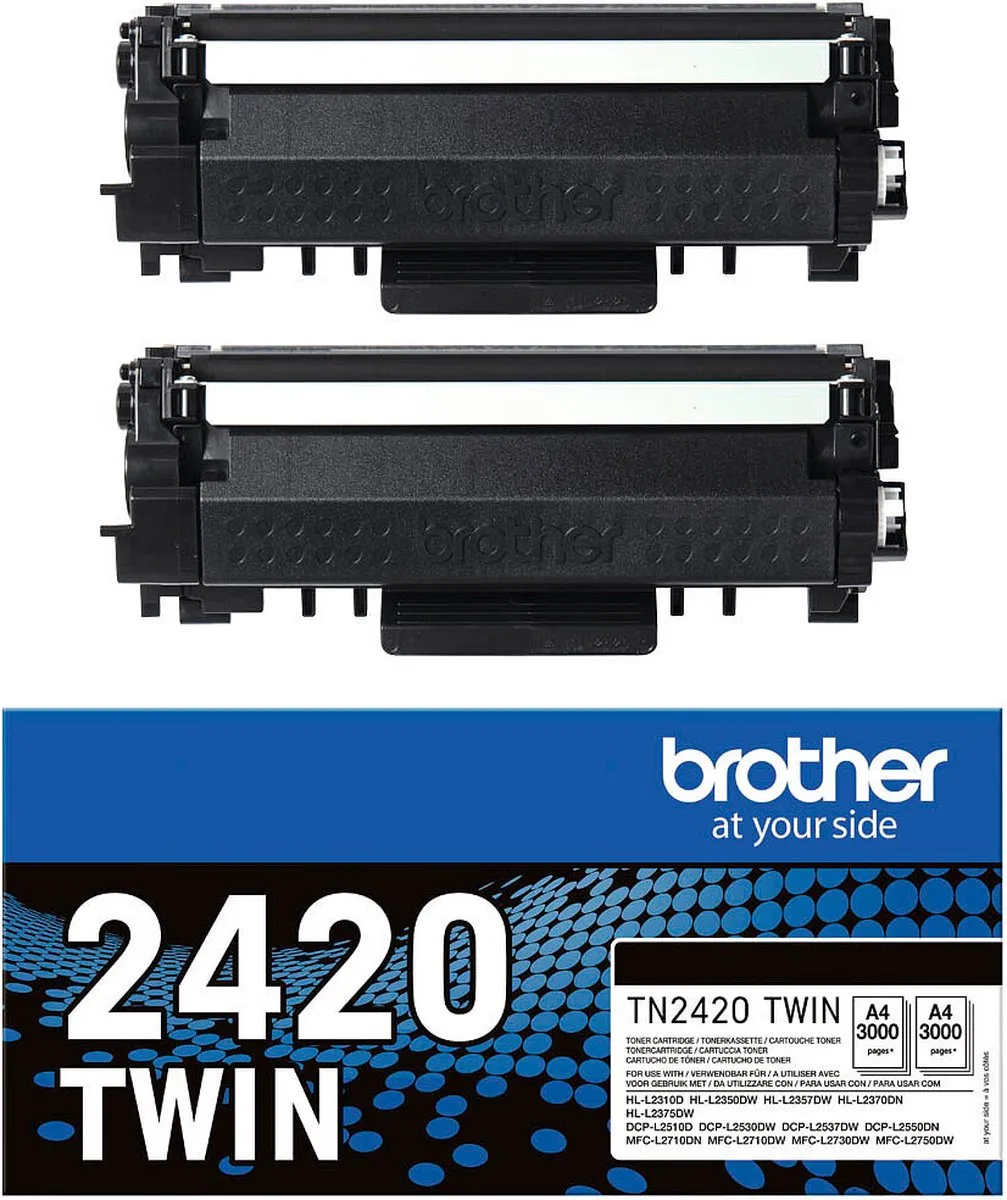 Brother TN-2420TWIN Tonercartridge - 2 Stuks - 3000 pagina's - Zwart