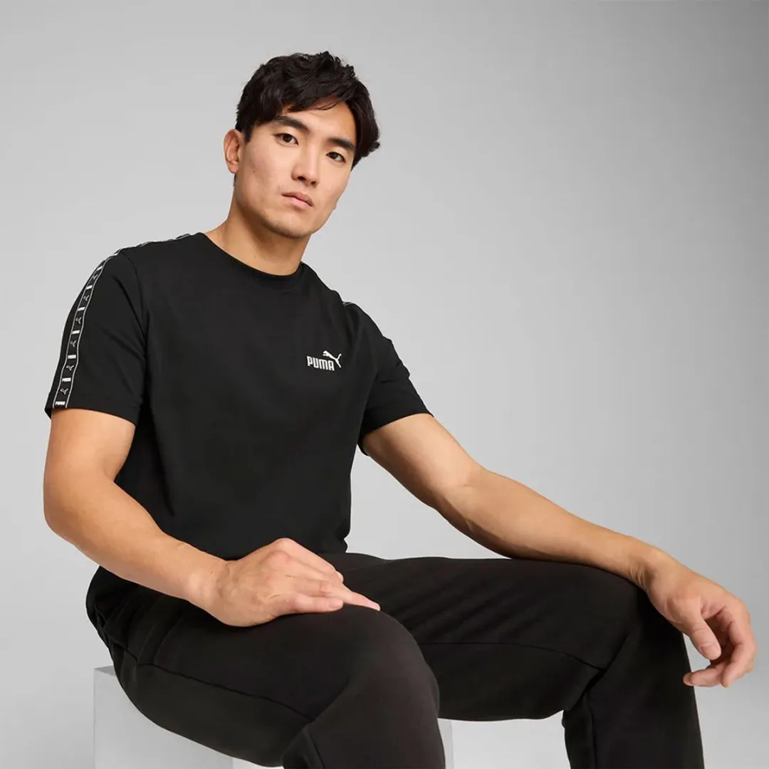 PUMA Essential Tape Shirt Heren L - Zwart/Wit