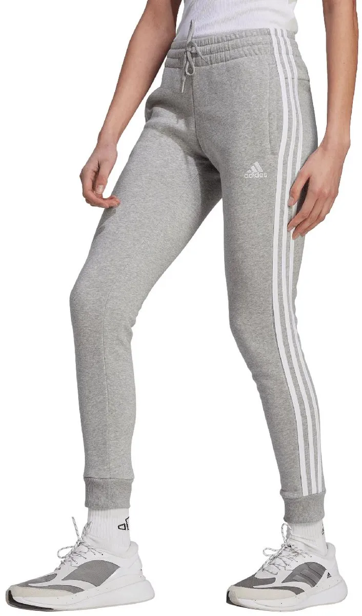 adidas Essentials 3-Stripes Fleece Joggingbroek Dames - Grijs - Maat L
