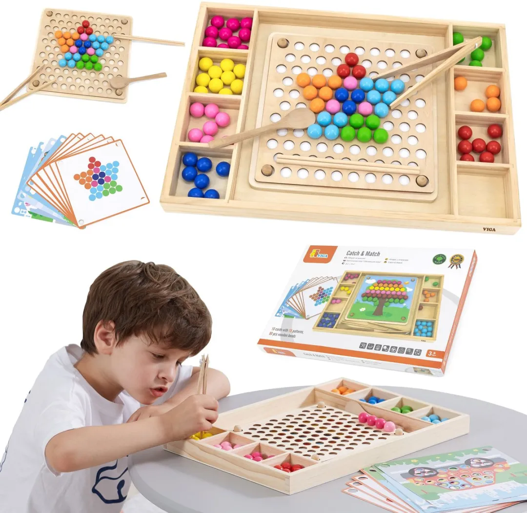 Viga Houten Bal Vangen & Matchen Montessori Puzzel