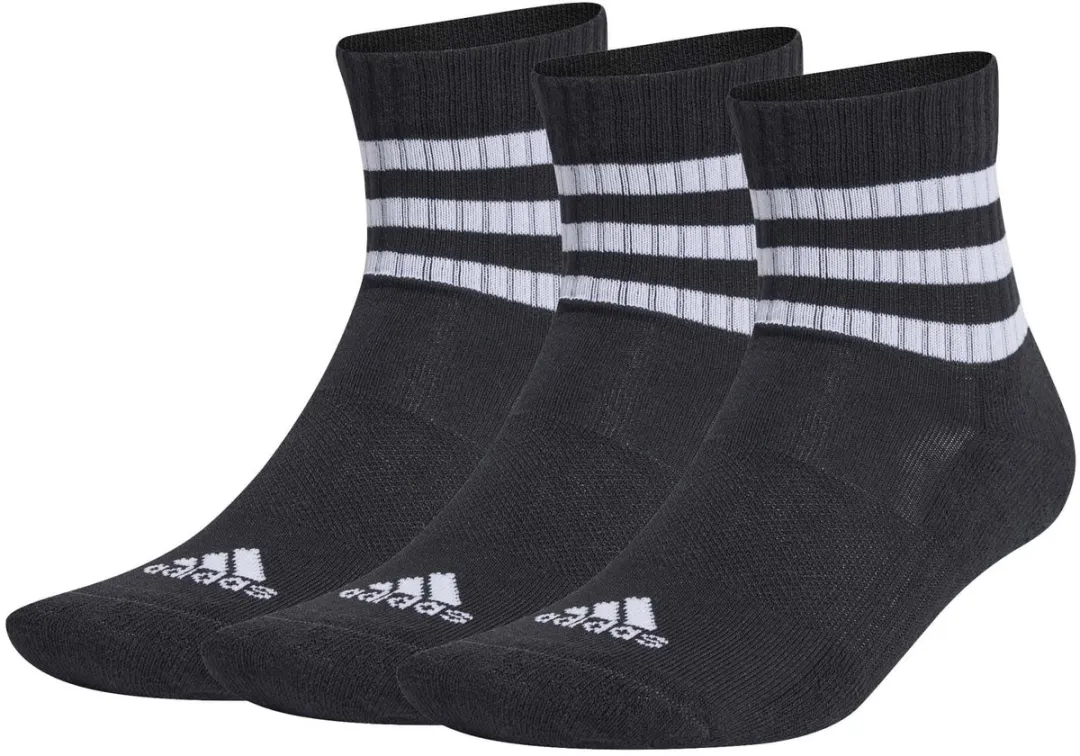 adidas 3-Stripes Cushioned Korte Sokken 3 Paar - Zwart