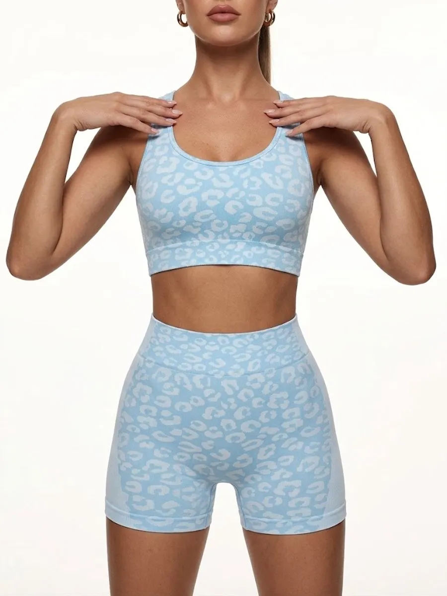 NuveX Blauw Dames Sportset Luipaard - Maat M