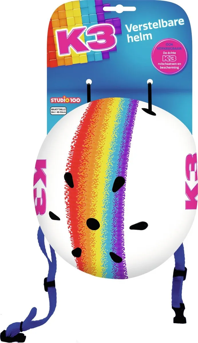 K3 Sporthelm 56cm - Wit/Regenboog - 11 Ventilatieopeningen
