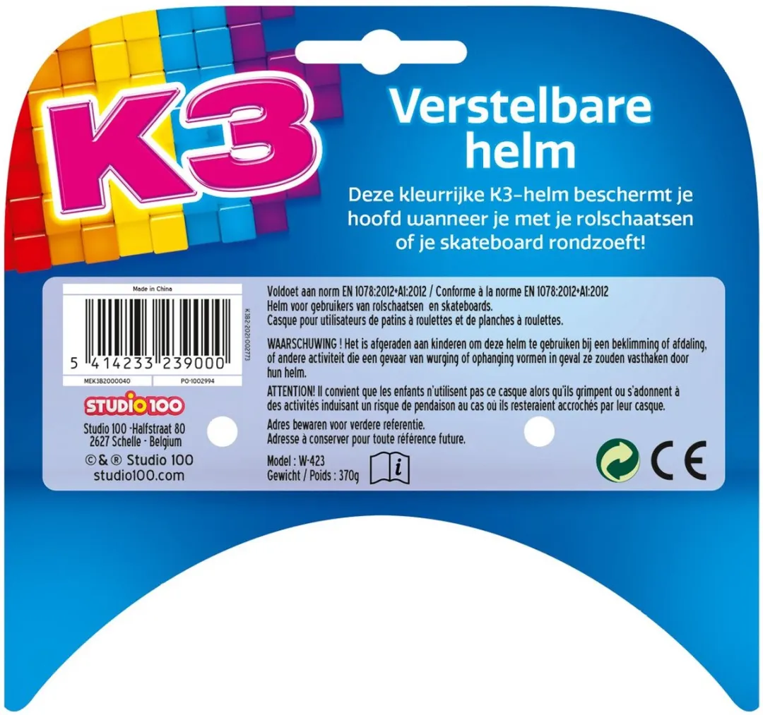 K3 Sporthelm 56cm - Wit/Regenboog - 11 Ventilatieopeningen