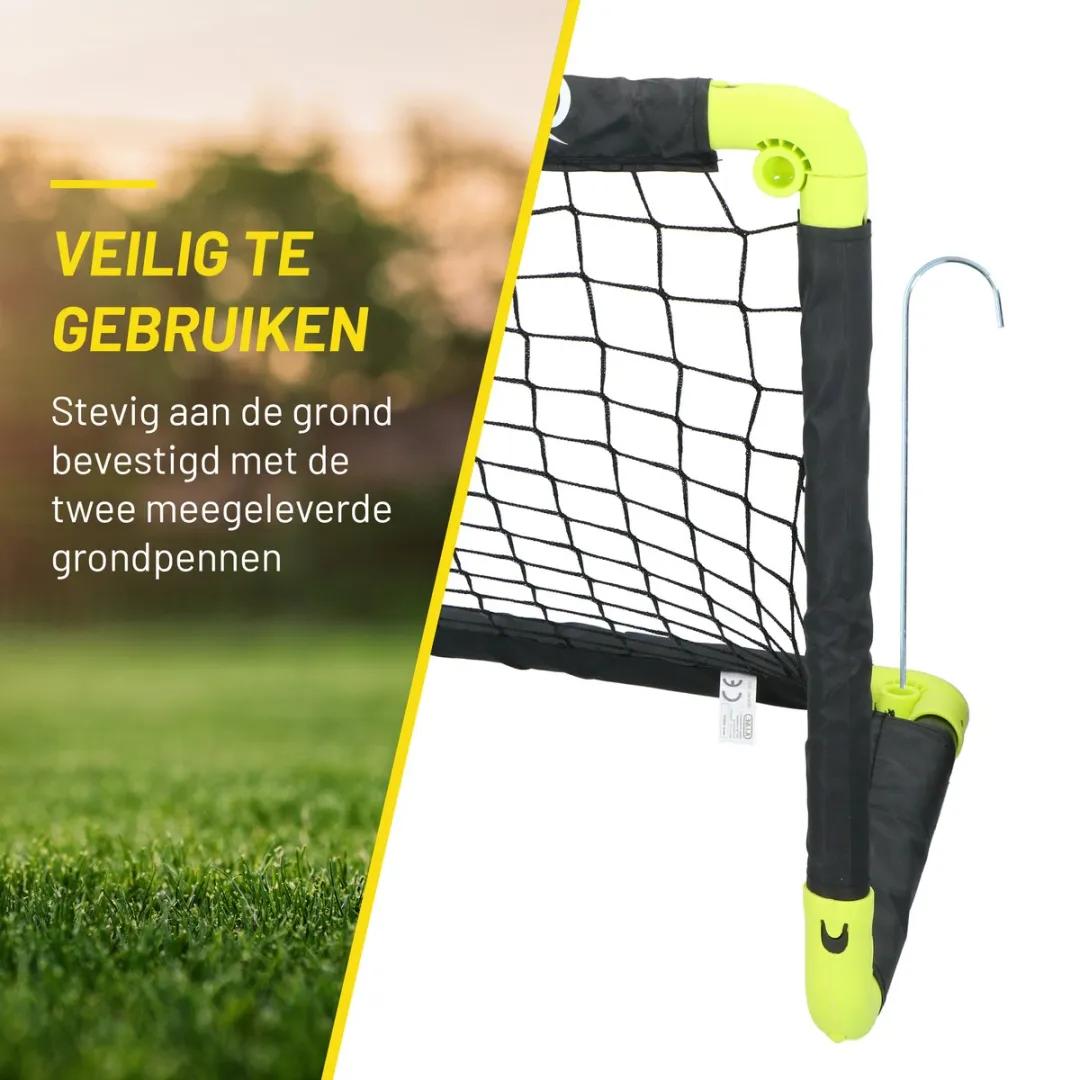 Dunlop Voetbaldoel 50x44x44cm - Opvouwbaar - Zwart/Geel