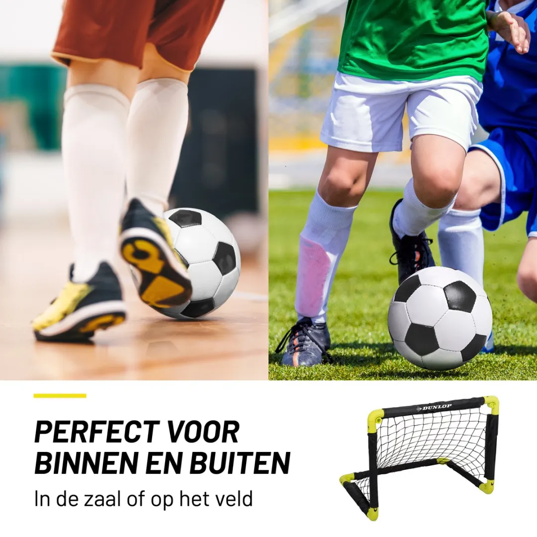 Dunlop Voetbaldoel 50x44x44cm - Opvouwbaar - Zwart/Geel