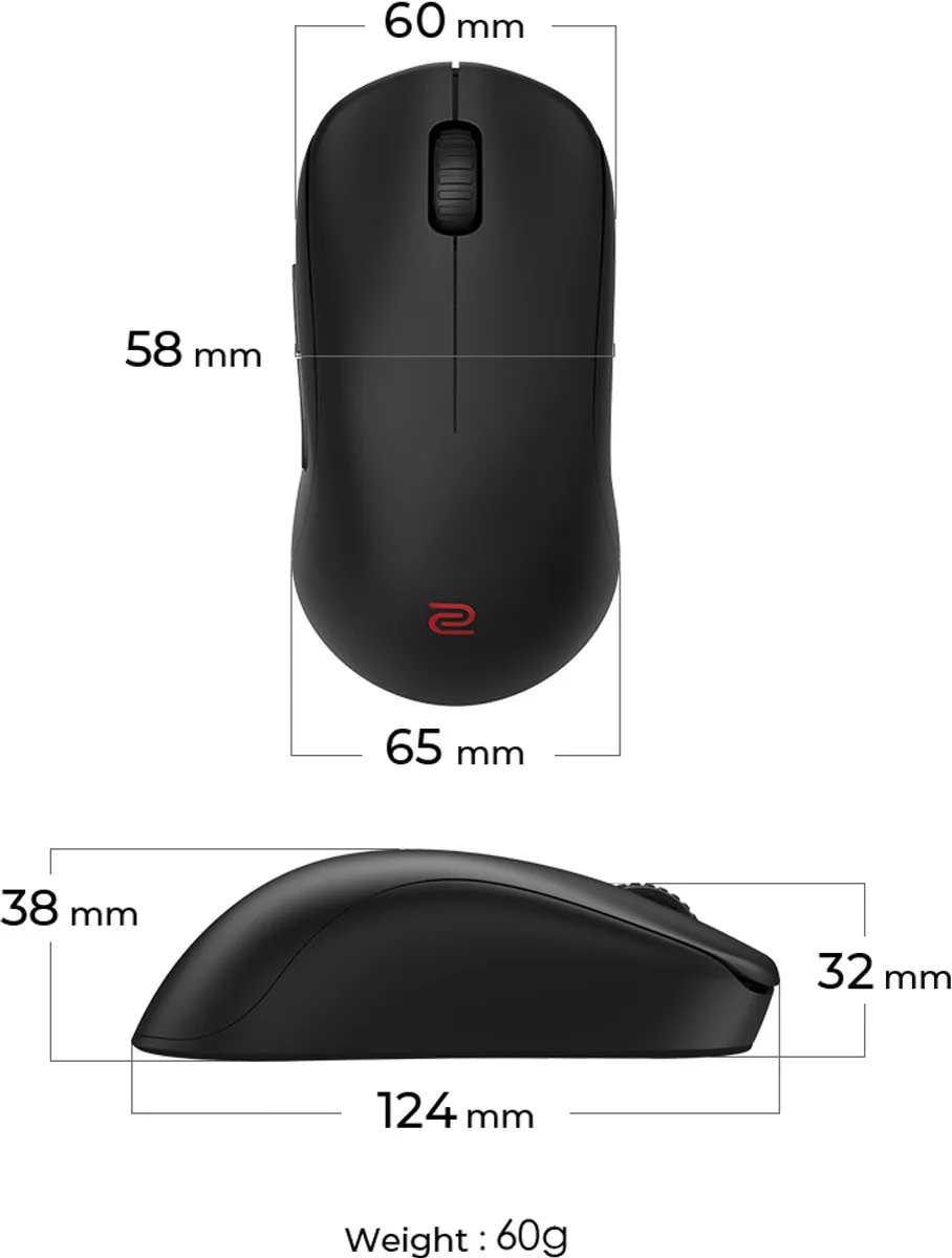 BenQ ZOWIE U2 Gamingmuis - M - 5 Knoppen - Zwart