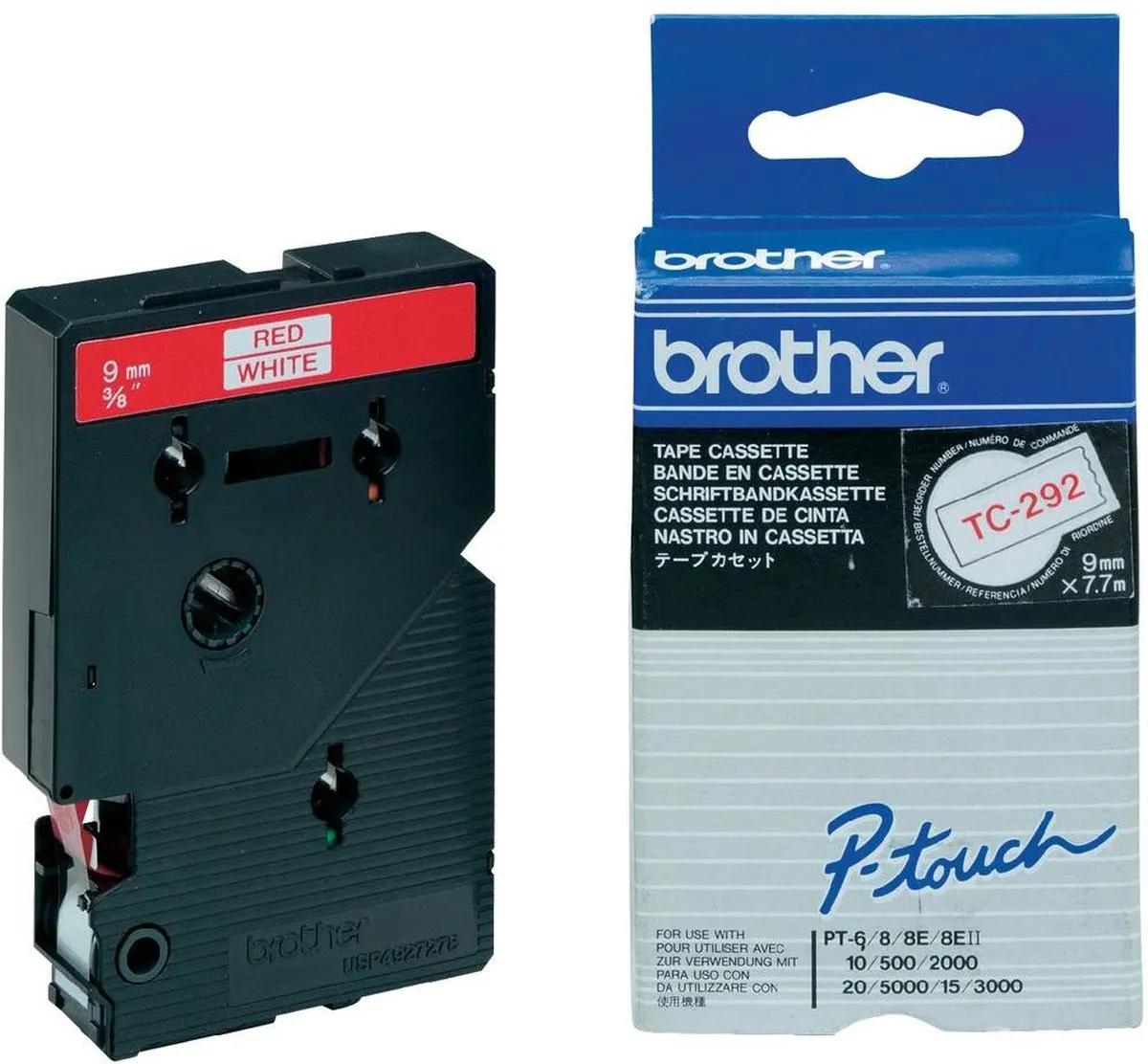 Brother TC-292 Transfer Tape 9mm - Rood op wit