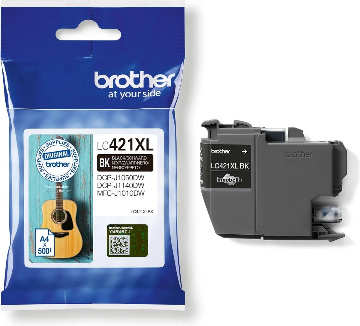 Brother LC421XLBK Inktcartridge - 500 pagina's - Zwart