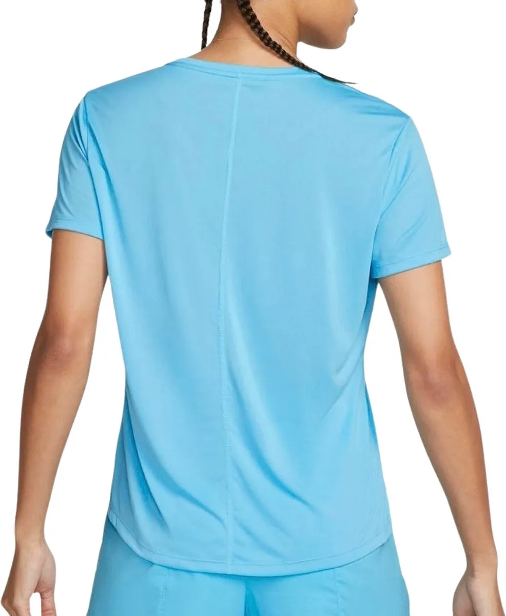 Nike One Dri-FIT Swoosh Shirt - Maat S - Blauw/Geel