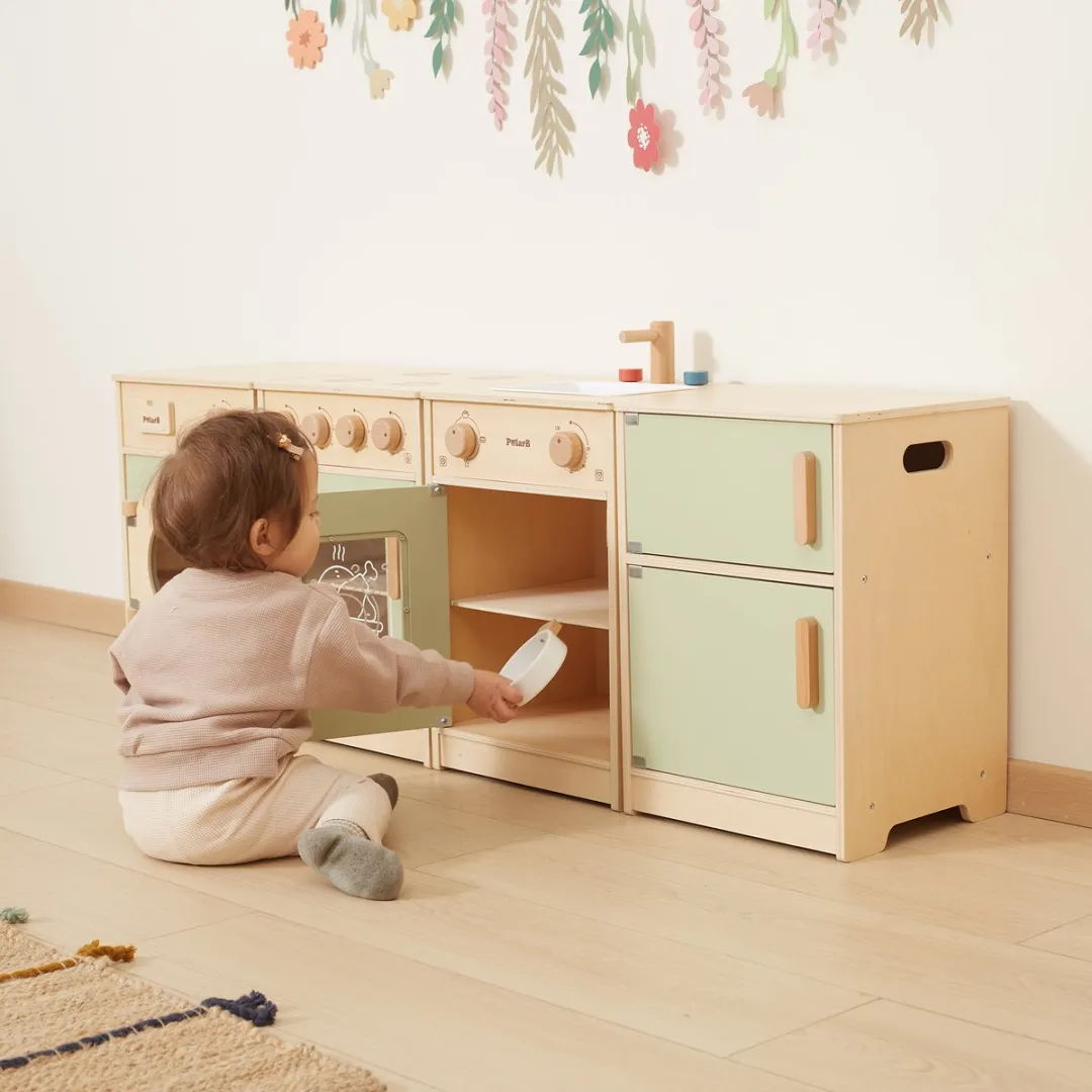 Viga Polarb Houten Keukenset XL - Wasmachine, Vaatwasser & Fornuis - Meerkleurig