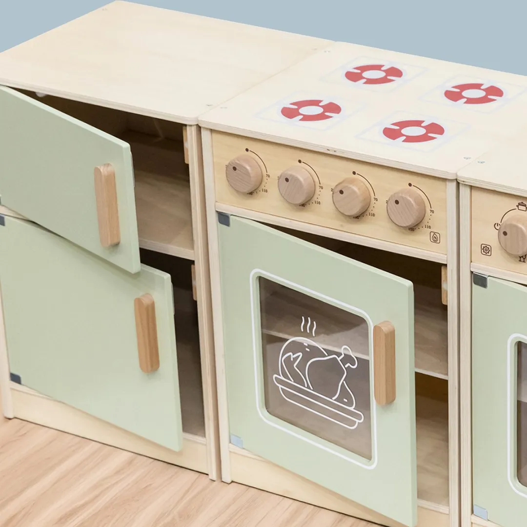 Viga Polarb Houten Keukenset XL - Wasmachine, Vaatwasser & Fornuis - Meerkleurig