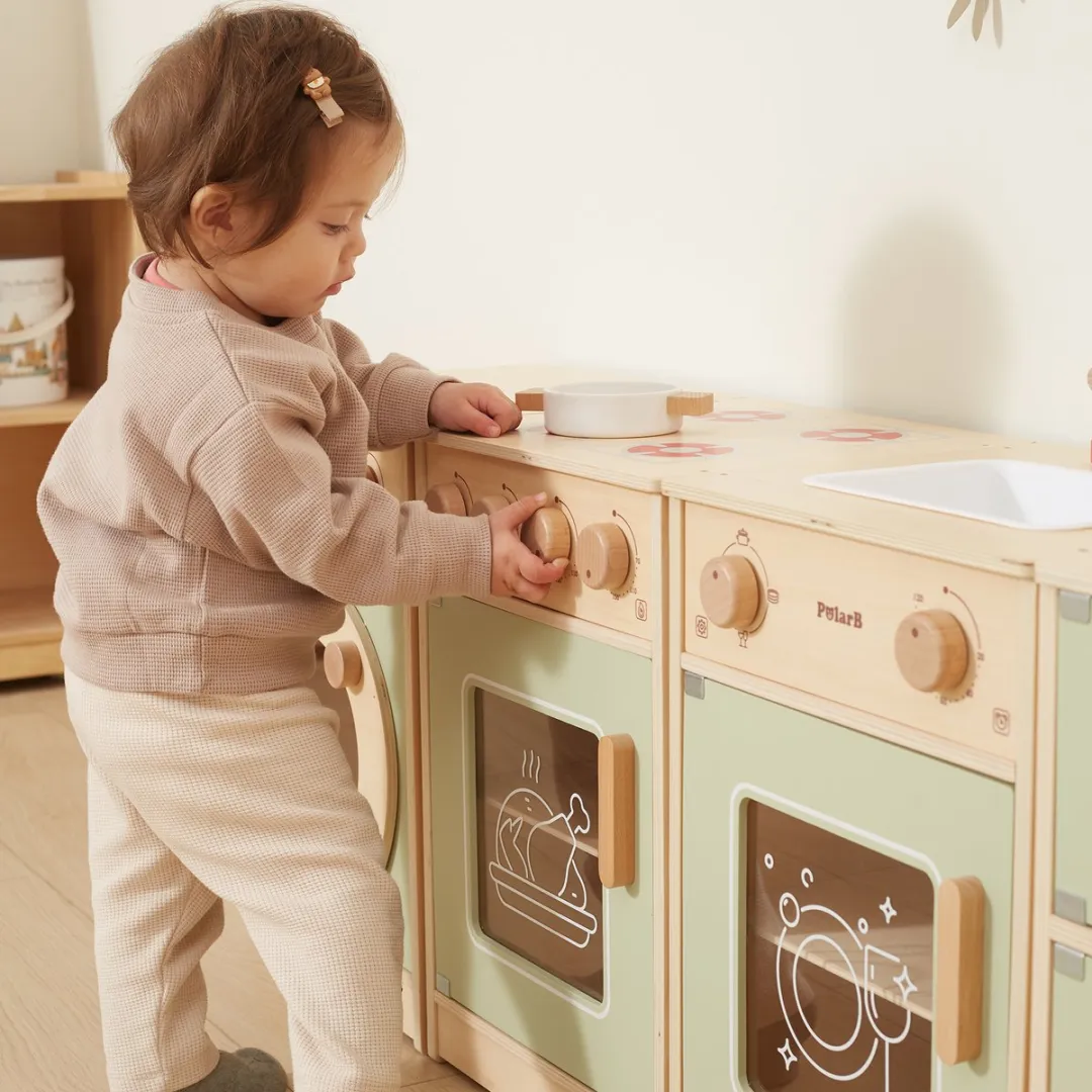 Viga Polarb Houten Keukenset XL - Wasmachine, Vaatwasser & Fornuis - Meerkleurig