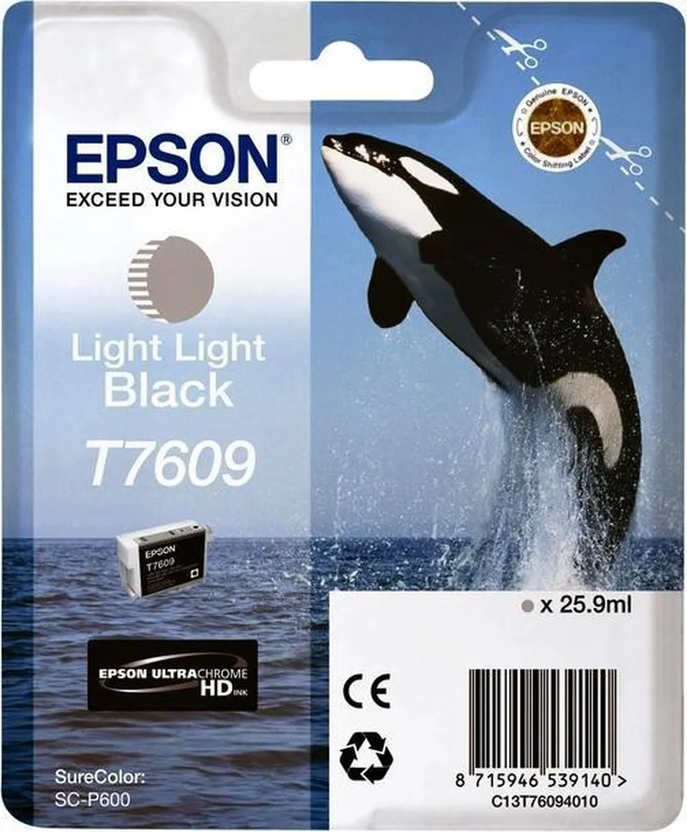 Epson T7609XL Inktcartridge Licht Zwart - 12.000 pagina's