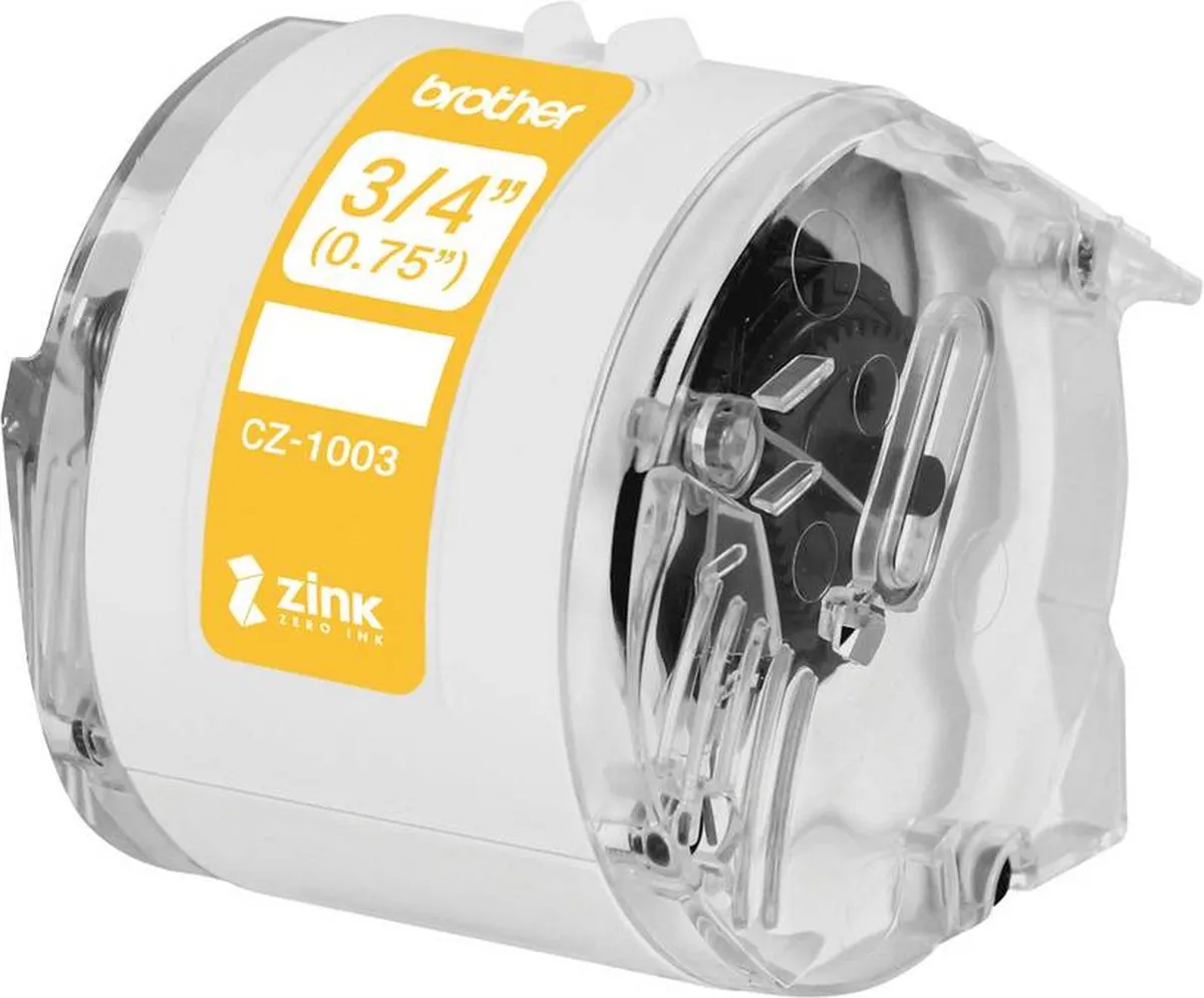 Brother CZ1003 Etikettenrol 19mm x 5m - Wit - Permanent