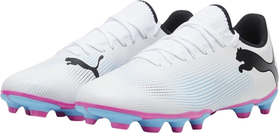 PUMA Future 7 Play FG Heren Sportschoenen - 44 - Wit/Zwart/Poison Pink