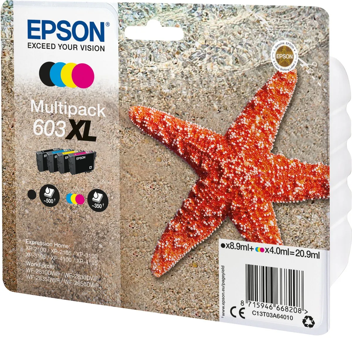 Epson C13T03A64020 XL Cartridges - 4 Stuks Zwart
