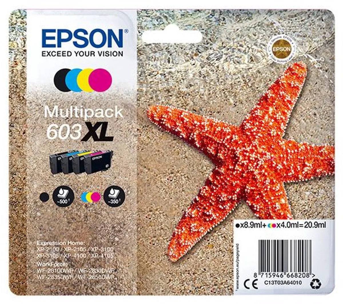 Epson C13T03A64020 XL Cartridges - 4 Stuks Zwart