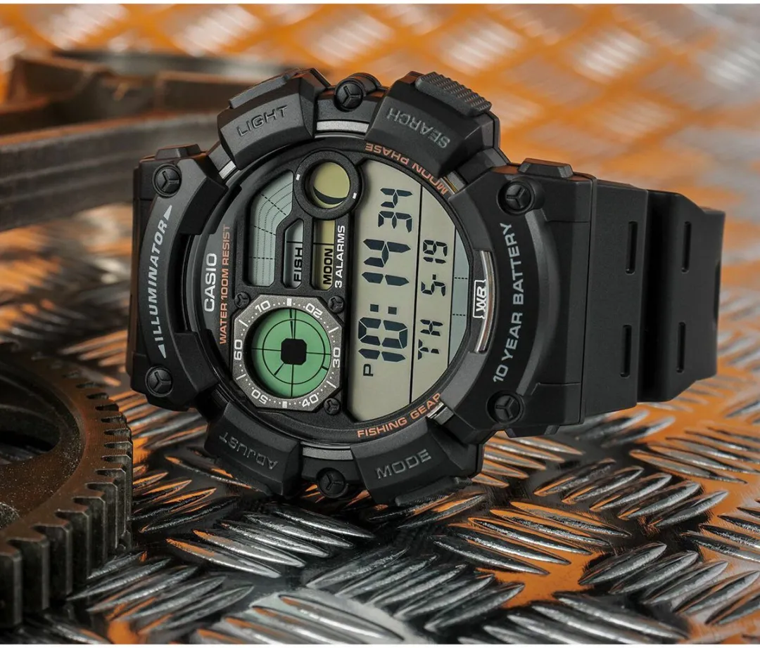 Casio Sport WS-1500H-1A Herenhorloge - Maanfasen & Getijden - 50mm - 10 ATM - Zwart - afbeelding 2 van 4