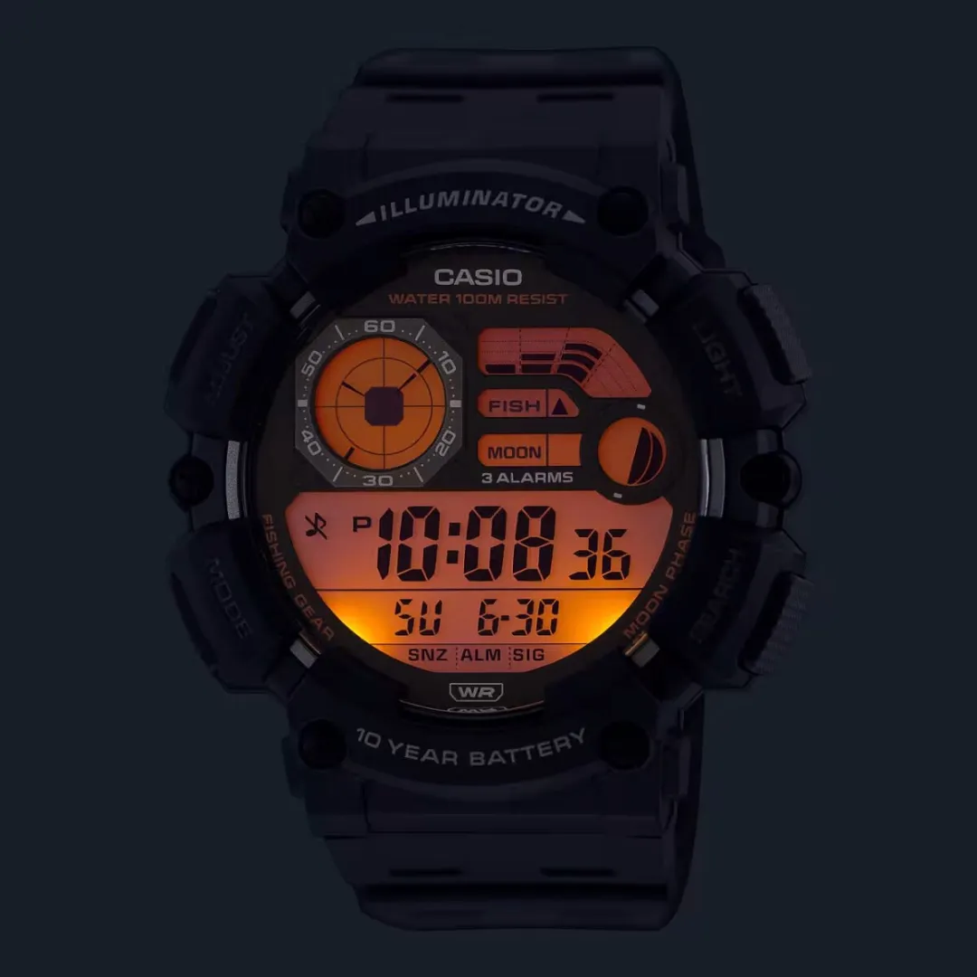 Casio Sport WS-1500H-1A Herenhorloge - Maanfasen & Getijden - 50mm - 10 ATM - Zwart - afbeelding 4 van 4