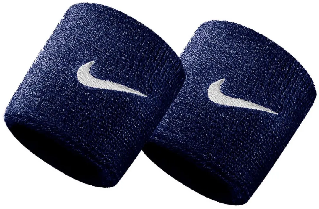 Nike Swoosh Zweetband - Blauw/Wit - 2 Stuks