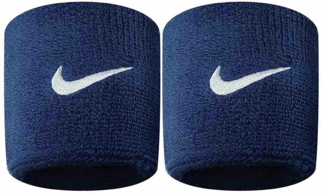 Nike Swoosh Zweetband - Blauw/Wit - 2 Stuks