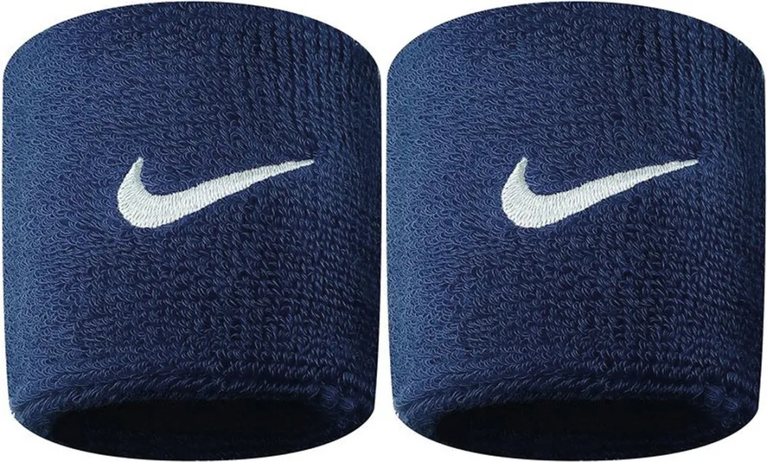 Nike Swoosh Zweetband - Blauw/Wit - 2 Stuks