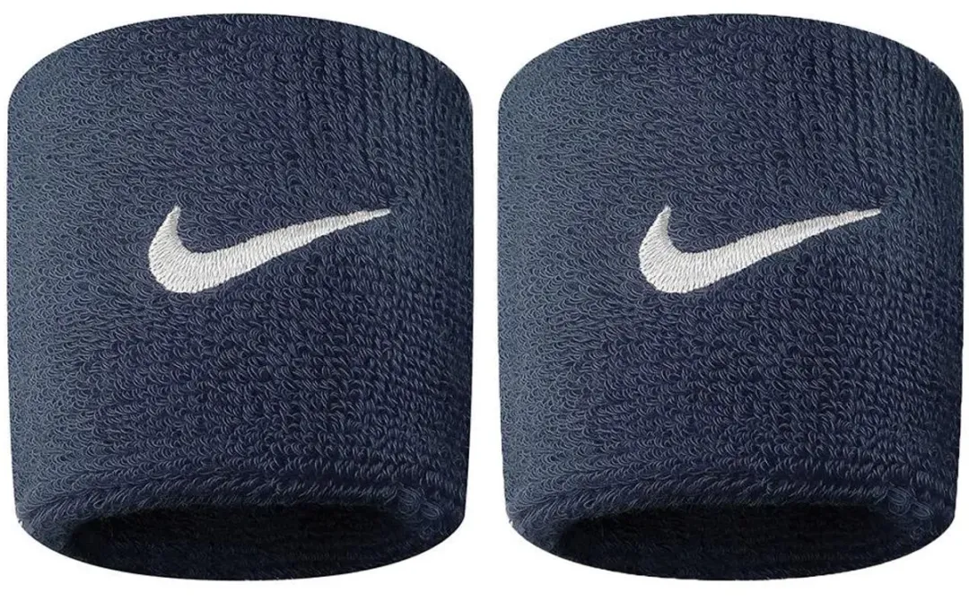 Nike Swoosh Zweetband - Blauw/Wit - 2 Stuks