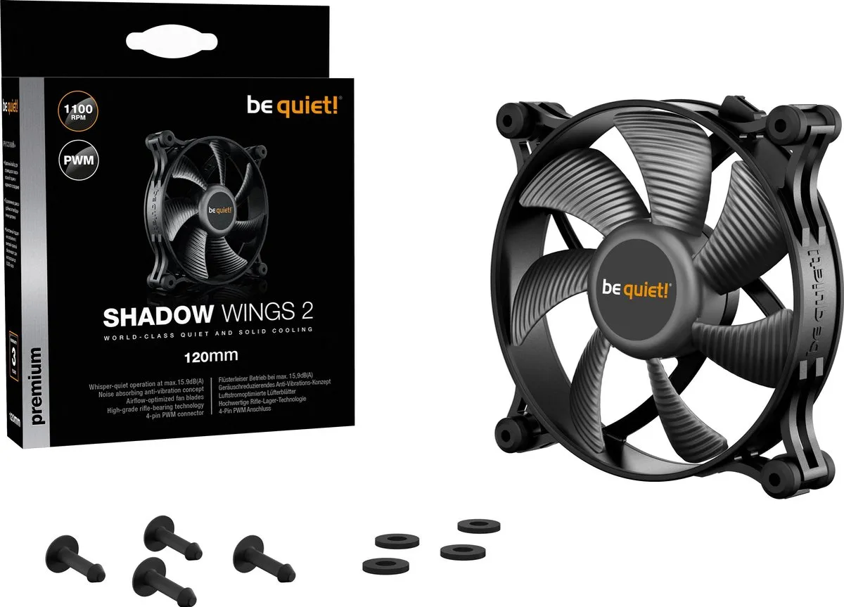 be quiet! Shadow Wings 2 BL085 Ventilator 12cm - Zwart