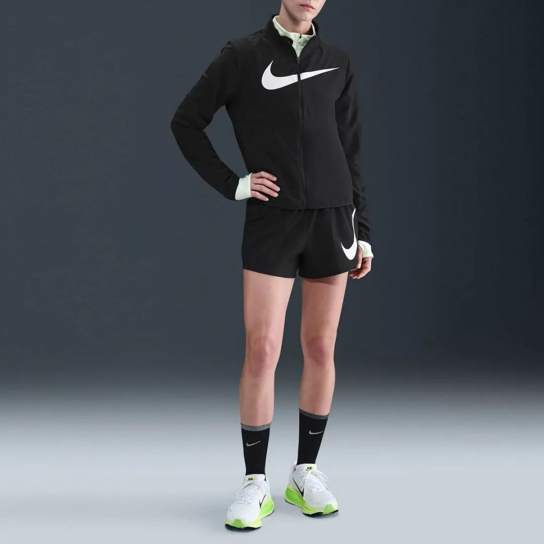 Nike Dri-FIT One Swoosh Short Dames L - Zwart/Wit