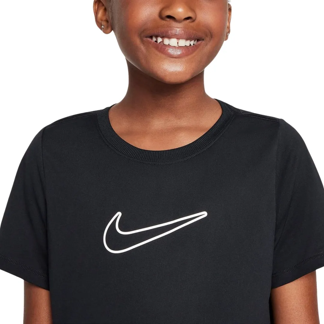 Nike One Fitted Dri-FIT Shirt - Maat 140 - Zwart/Wit