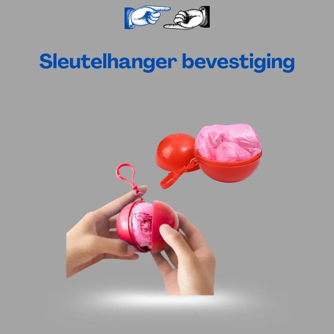 Lean Toys Regenponcho met Sleutelhangerbal - Rood - S/M