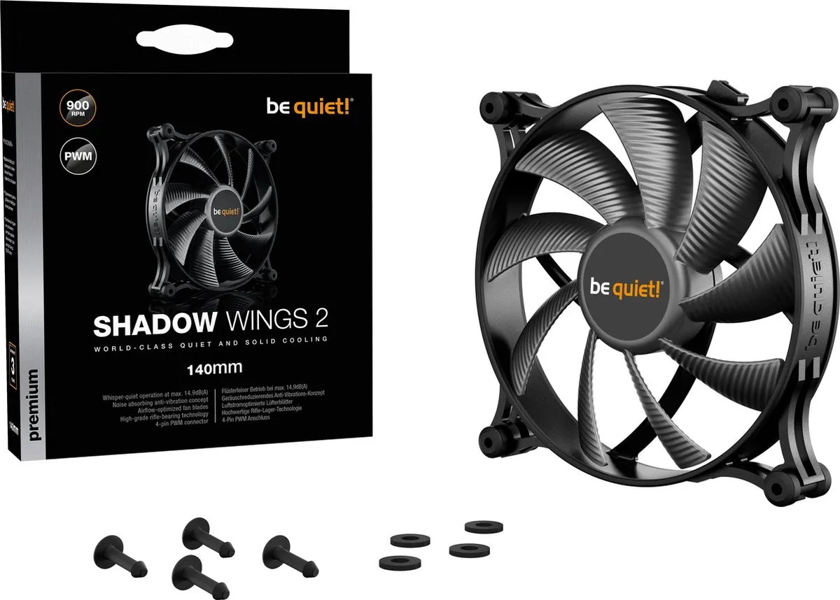 be quiet! Shadow Wings 2 BL087 Ventilator 140mm - Zwart