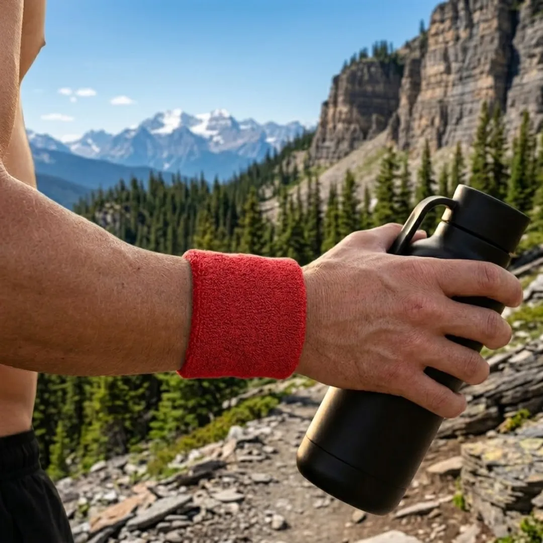 NUVEX Sport Polsband Set - 3 Stuks - Zwart/Wit/Rood