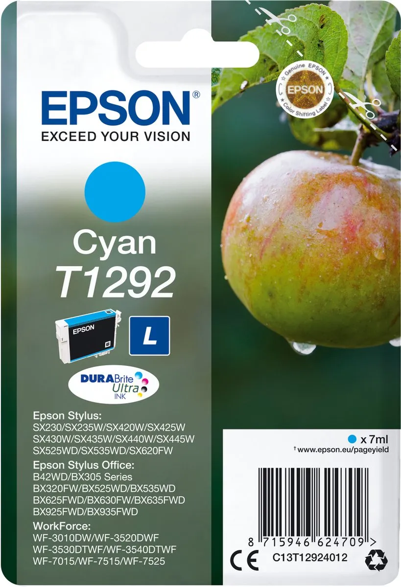 Epson T1292 C13T12924011 Cyaan Inktcartridge